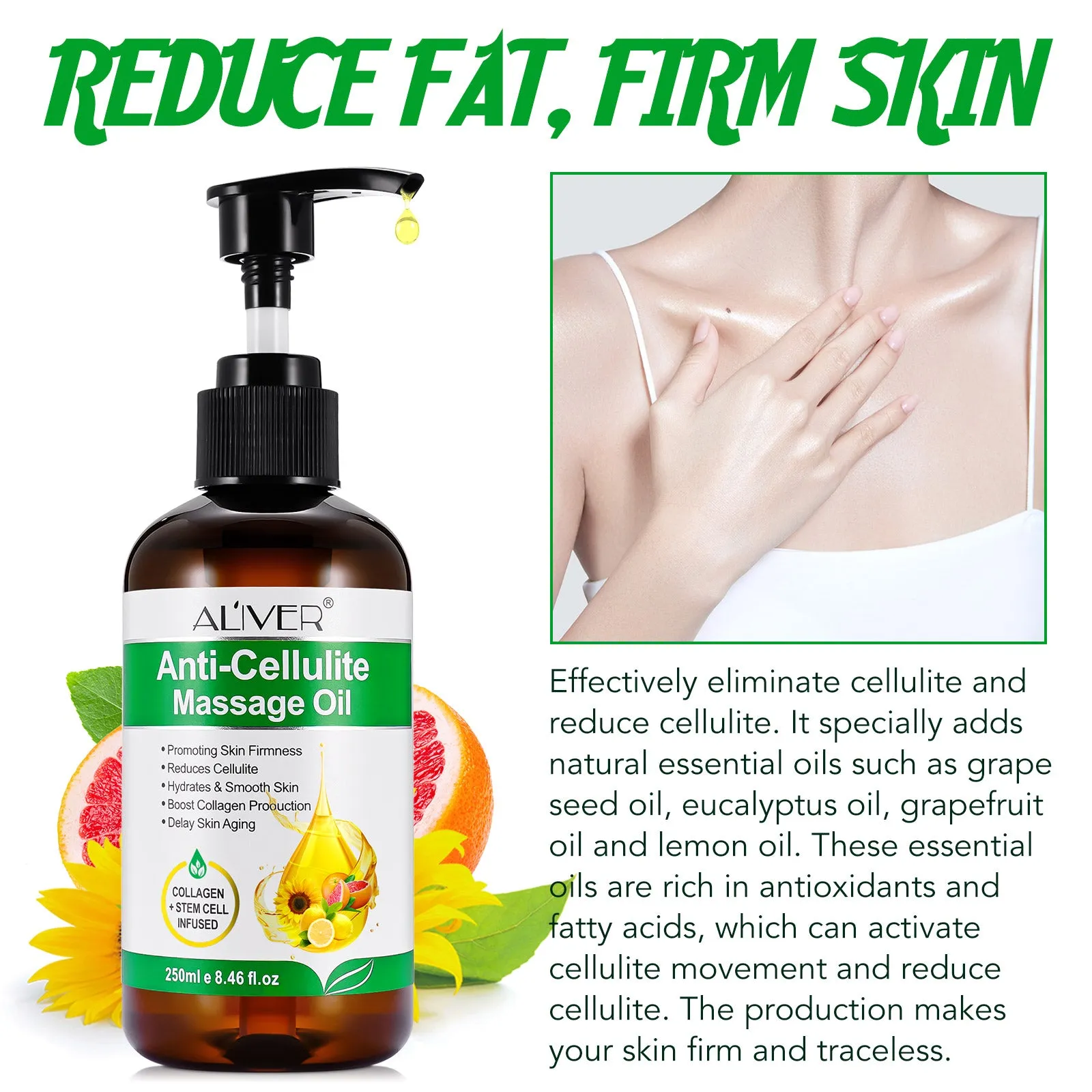 Aliver Anti-Cellulite Massage Oil - 250ml e 8.46 fl.oz