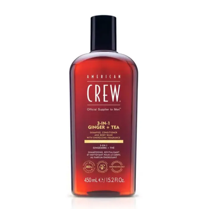 American Crew - 3 in 1 Ginger & Tea Shampoo, Conditioner & Body Wash 450ml