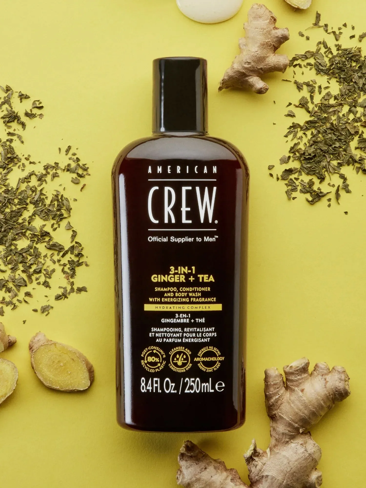 American Crew - 3 in 1 Ginger & Tea Shampoo, Conditioner & Body Wash 450ml