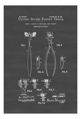 Dentist&#39;s Tool Patent - Patent Print, Wall Decor, Dental Office Decor, Medical Art, Dental Art, Dentist Decor, Dental Tools