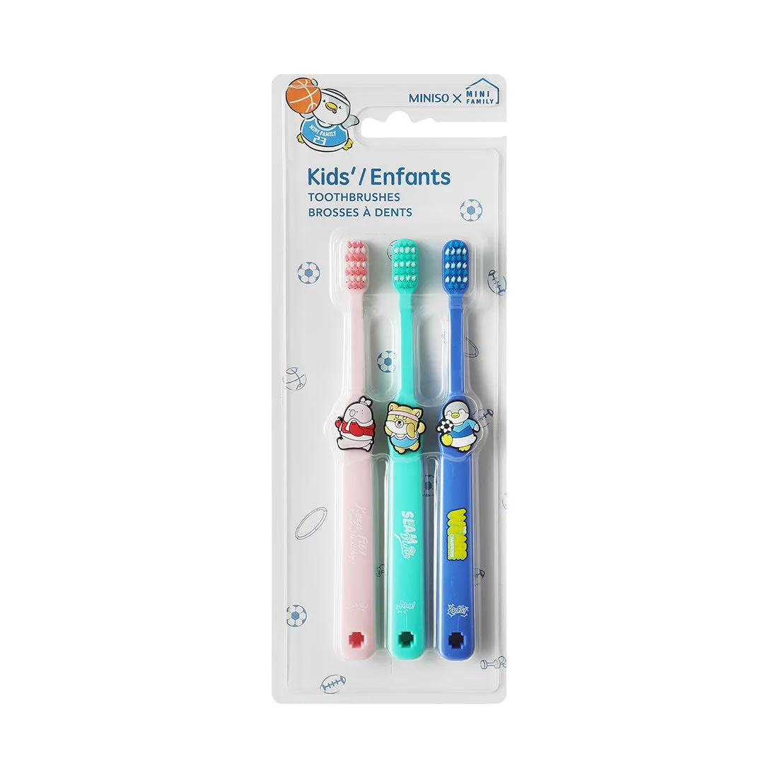 MINISO Mini Family Sports Lovely Toothbrushes for Kids (3 pcs)