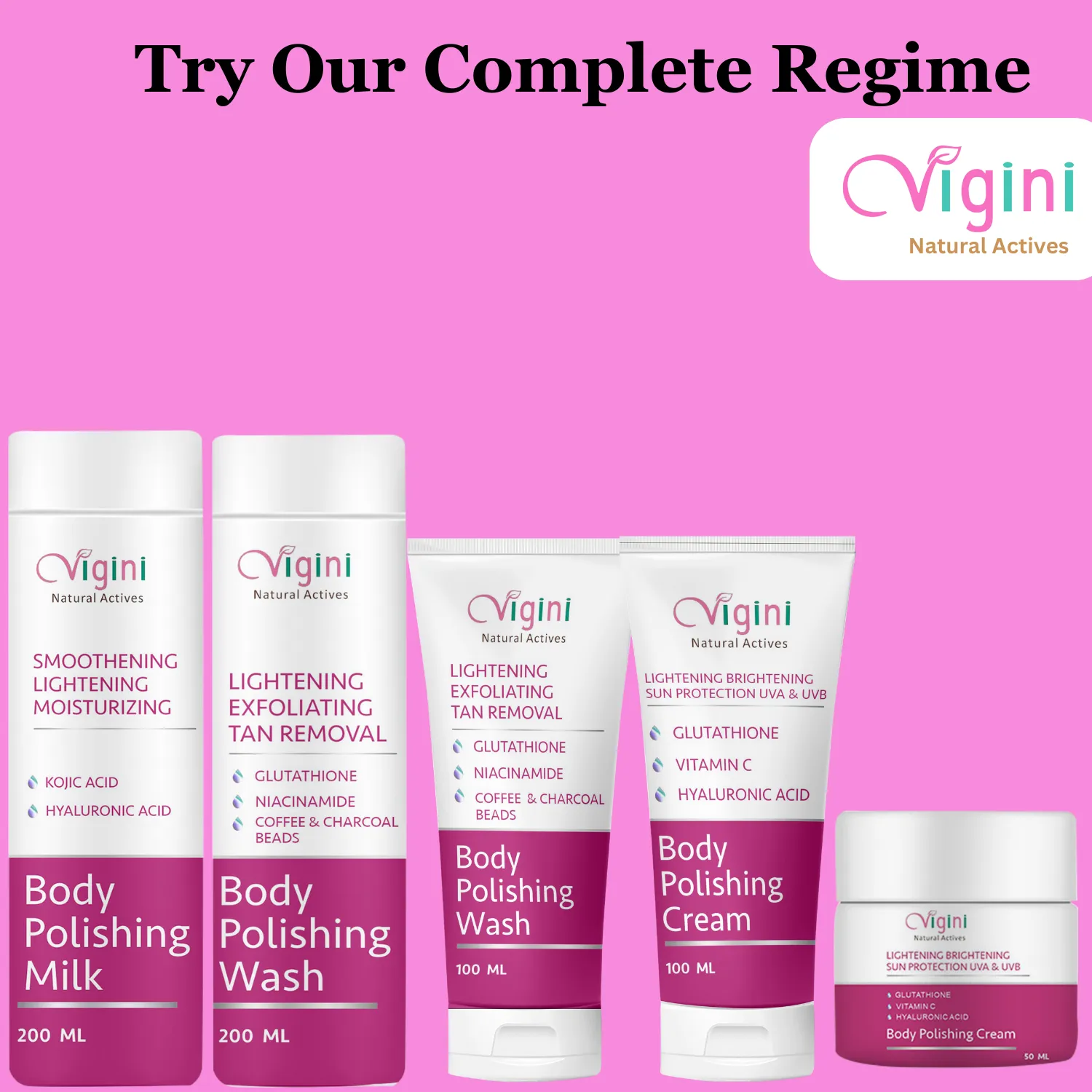 Vigini Skin Lightening Brightening Body Whitening Polishing Underarms Tan Removal Kojic Acid Creams-100ml